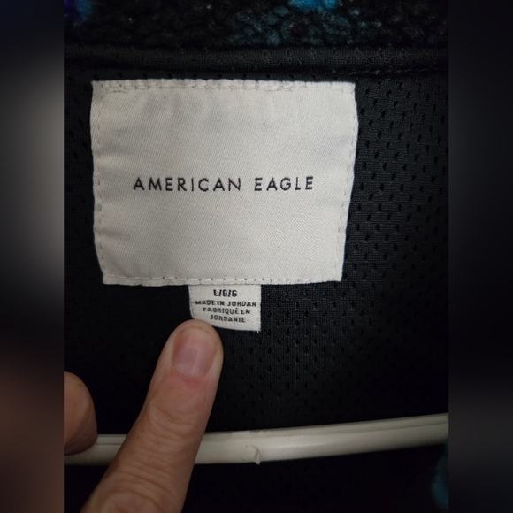 American Eagle Outfitters Vibrant Teddy Jacket Retro Geometric | Mens L - Picture 4 of 6